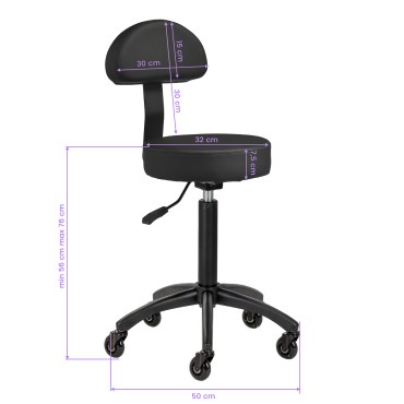 Gabbiano frisørskammel D026 sort