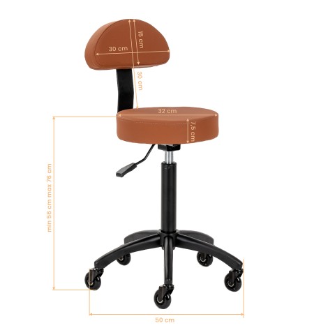 Tabouret de coiffure Gabbiano D026 marron — vue latérale