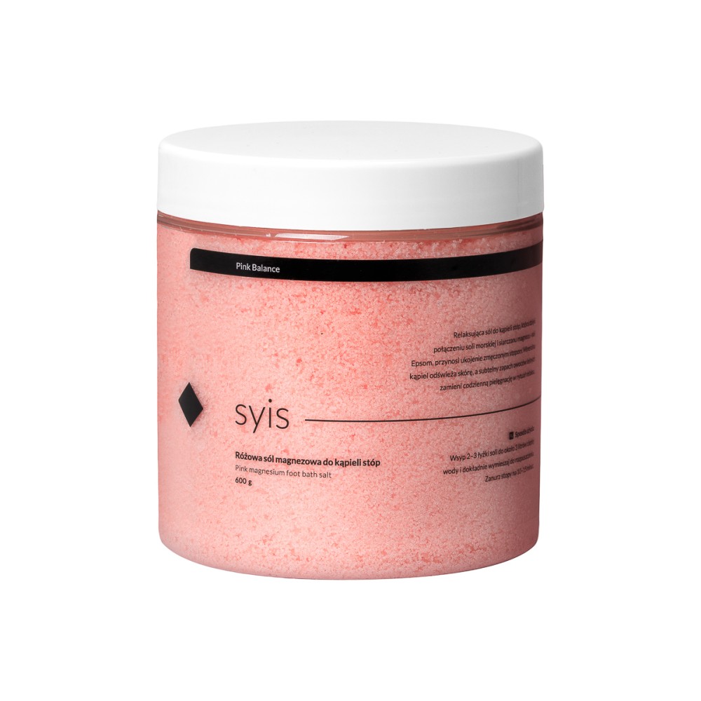 Syis Pink Balance – sal magnésica rosa para baños de pies 600 g — vista frontal