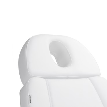 Cosmetic chair Azzurro Lux 3 motors white with heating — close-up of the head