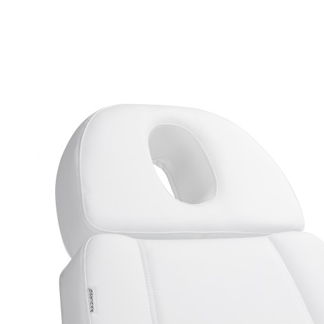 Poltrona cosmetica Azzurro Lux con 3 motori e riscaldamento bianca — primo piano della testa