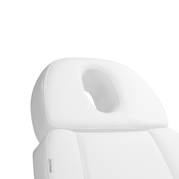 Azzurro Lux elektrische cosmetische stoel met 4 motoren en ligsteun, wit — detail kop