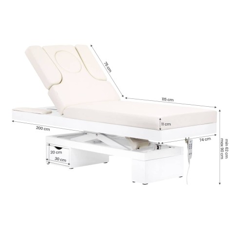 AZZURRO Spa kozmetički krevet 815b u sjajno bijeloj boji