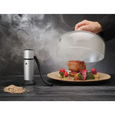 Dôme en verre large pour fumer des plats sur un plateau avec un trou de Ø 260 mm - Hendi 199664