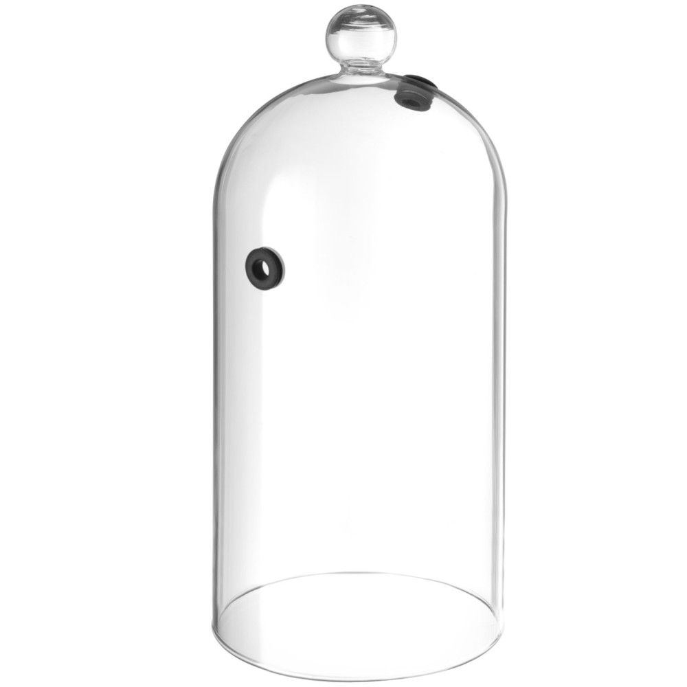 Glass Dome Longitudinell för rökrätter på en tallrik med ett hål i onsdag. 130 mm - Hendi 199657
