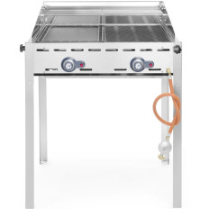 Gasgrill "grön eld" 2 brännare 11.6kw med sköld och hylla - Hendi 149508