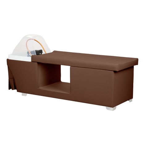 Gabbiano Head Spa Maldives hnedé kadernícke umývacie lehátko s integrovanou umývacou jednotkou — bočný pohľad