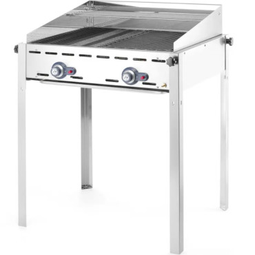Gasgrill "grön eld" 2 brännare 11.6kw med sköld och hylla - Hendi 149508