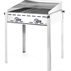Gasgrill "grön eld" 2 brännare 11.6kw med sköld och hylla - Hendi 149508