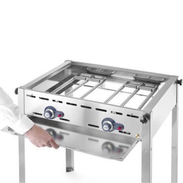Gasgrill "grön eld" 2 brännare 11.6kw med sköld och hylla - Hendi 149508