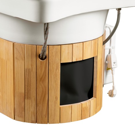Gabbiano Head Spa Bali schwarzes Haarwaschbett mit integriertem Becken — Detailaufnahme Basis