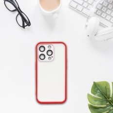 Veske til iPhone 14 Pro W393 fargeløs med rødt