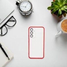 Caso per Samsung Galaxy A54 5G W393 incolore con rosso