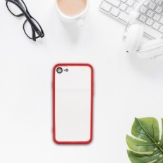 Sag til iPhone 7/8 / SE W393 Farveløs med Rød