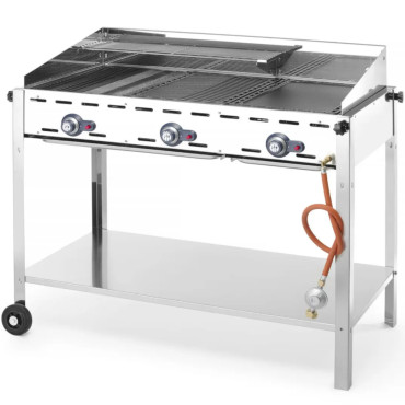 Gás grill "fogo verde" 3 montanhas 17.4kw com escudo e prateleira - Hendi 149591