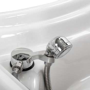 Gabbiano Head Spa Bali fauteuil lavage cheveux gris — gros plan poignée