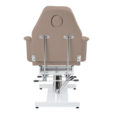 Sillon hydraulické kozmetické kreslo v2 210 moderná hnedá — pohľad zozadu