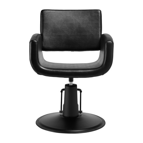 Silla de peluquería Gabbiano Mataro negra — vista frontal