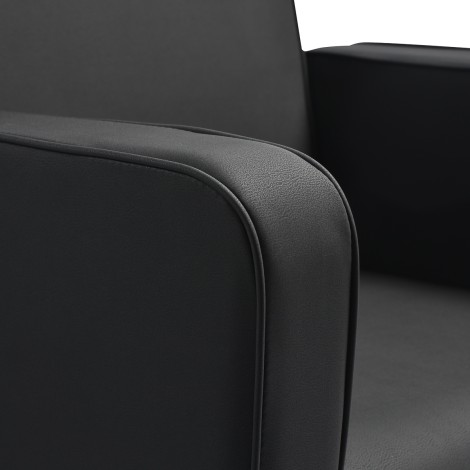 Gabbiano Bilbao hairdressing chair black — close-up of the armrest