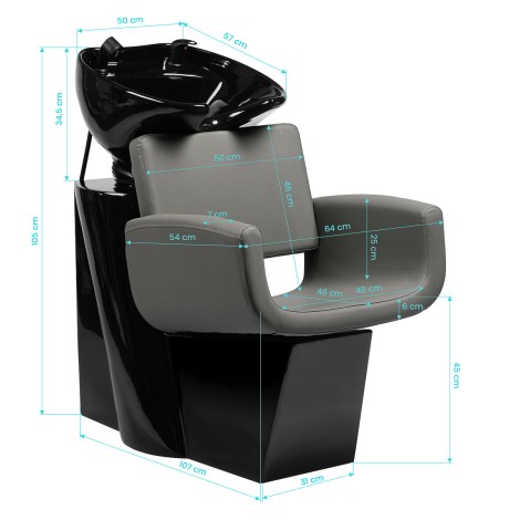 Gabbiano Friseur-Waschstation Mataro Grau