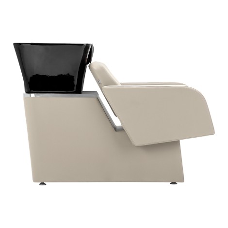 Unidad de lavado para peluquería Gabbiano Elda gris y beige — vista lateral