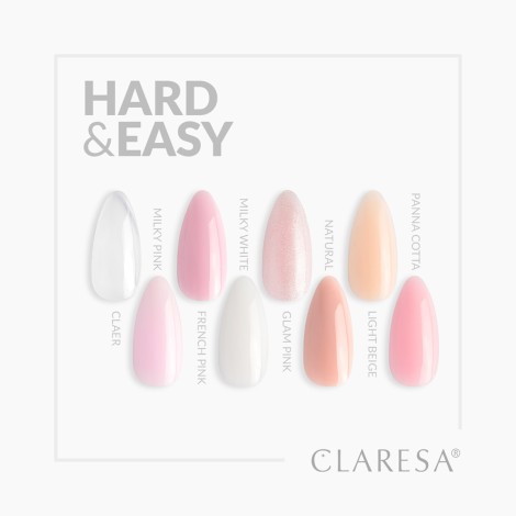 CLARESA HARD&EASY Stavebný gél Mliečna ružová 12g