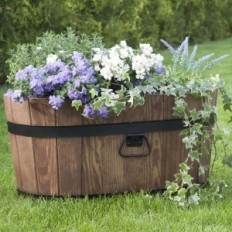 Blomsterbed furu 40x23xh21 k. Valnøtt