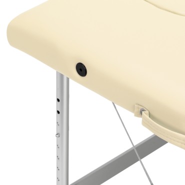 Maca de massagem dobrável BALANCE de alumínio 2 segmentos creme — close-up do assento