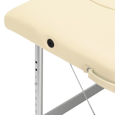 Camilla plegable de masaje BALANCE de aluminio 2 segmentos crema — detalle del asiento