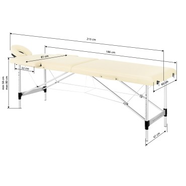 BALANCE Aluminium Klapptisch für Massagen 2-segmentig Creme