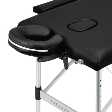 BALANCE Aluminium Klapp-Massagetisch 2 Segmente Schwarz — Detailaufnahme Armlehne