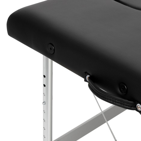BALANCE aluminium folding massage table 2 segment black — close-up of the surface