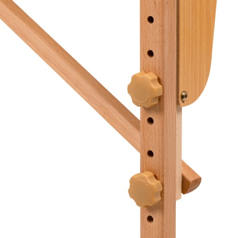 Mesa de massagem dobrável BALANCE em madeira, 2 segmentos, preto — close-up dos controlos
