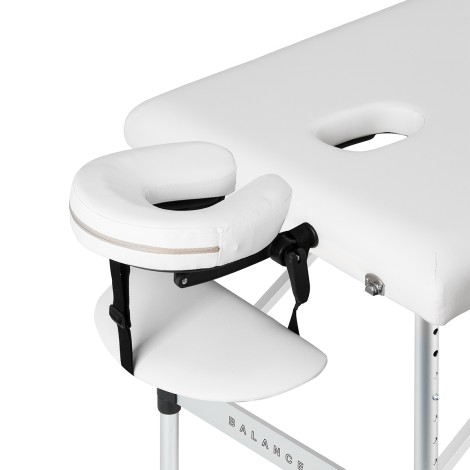 Mesa de masaje plegable BALANCE de aluminio 3 segmentos blanca — vista lateral