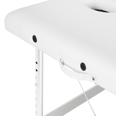 BALANCE aluminium inklapbare massagetafel 3-segment wit — detail handvat