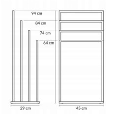 Moderne stativ håndklædehænger 4 Sommer Metal Loft 006 / W-16-4W-94C Sort