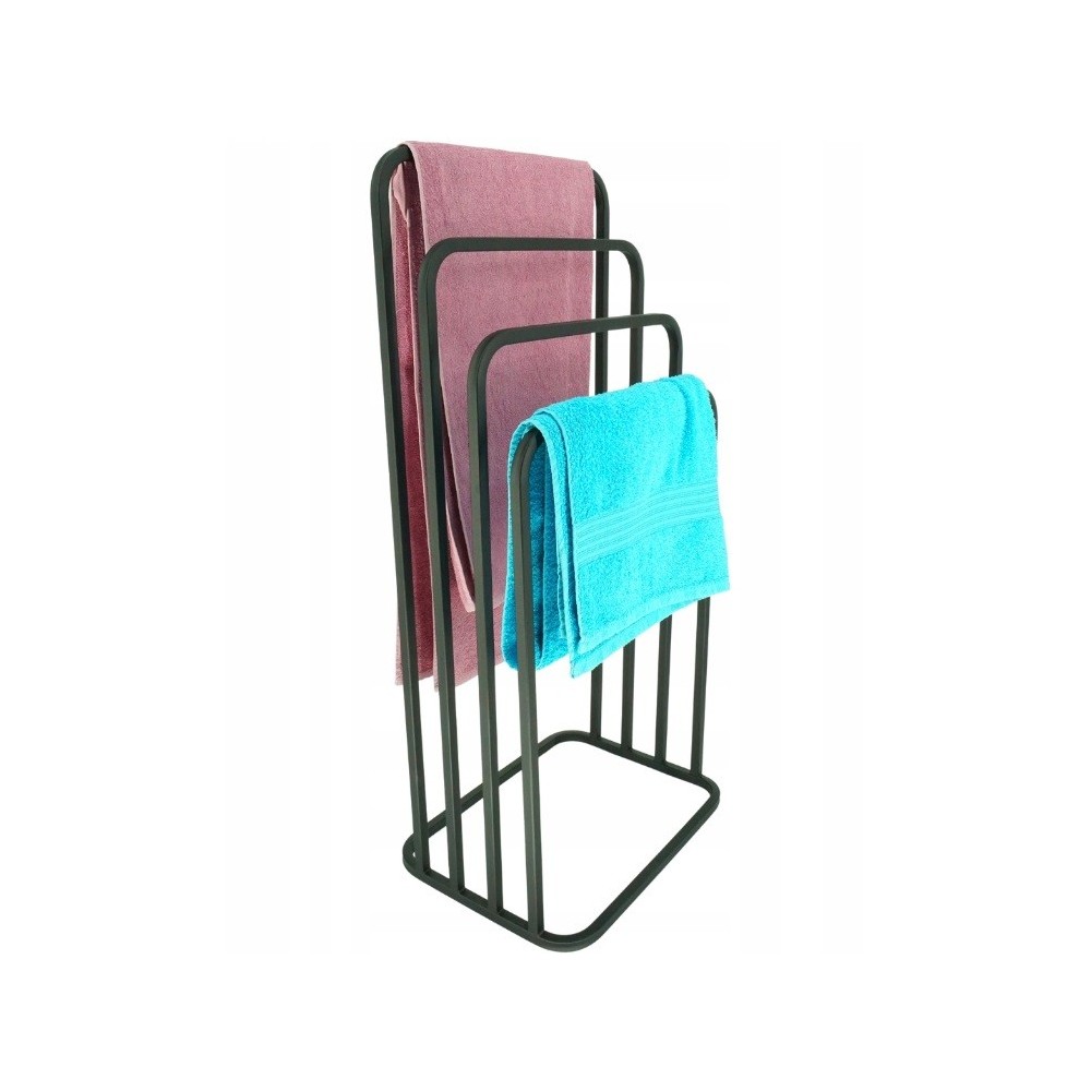 Modern Stand Handdukshängare 4 Gräs Rund Avrundad Metall Loft Black 018 / W-16-4W-98C