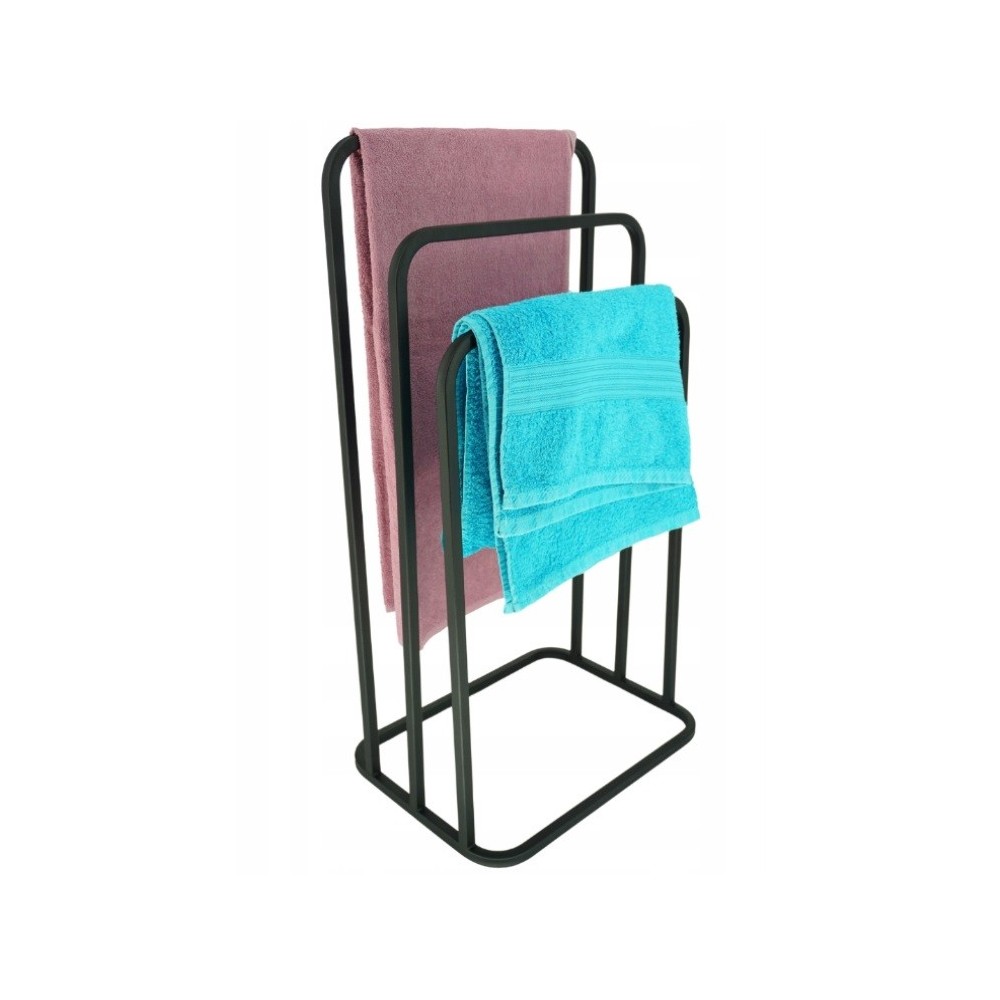 Cabide de Toalheiro moderno 3 grama redonda arredondada metal loft preto 017 / W-16-3W-88C