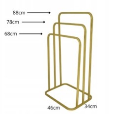 Moderni stand ručnik vješalica 3 tlo zaokruženo metalno potkrovlje zlato 020 / w-16-3W-88z
