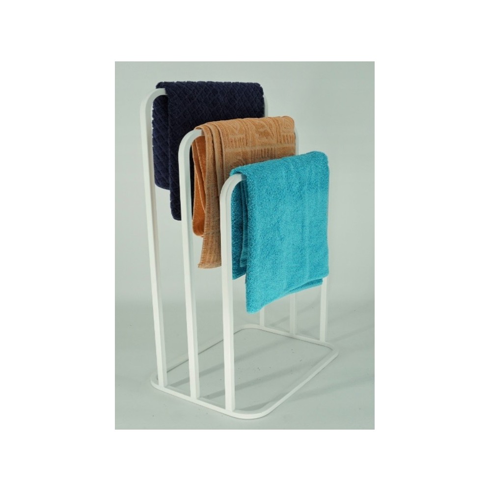 Modern stand Towel hanger 3 Grass round Rounded Metal Loft White 014 / W-16-3W-88B