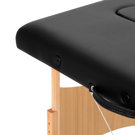 Table de massage pliante en bois BALANCE 2 segments 190x70 noire — gros plan surface
