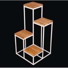 Moderne bloembed loft wit houten tafelblad 049 / K-12-4K-75CD