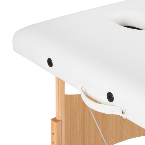 BALANCE träfällbart massagebord 2-segment 190x70 cm vitt — närbild av yta