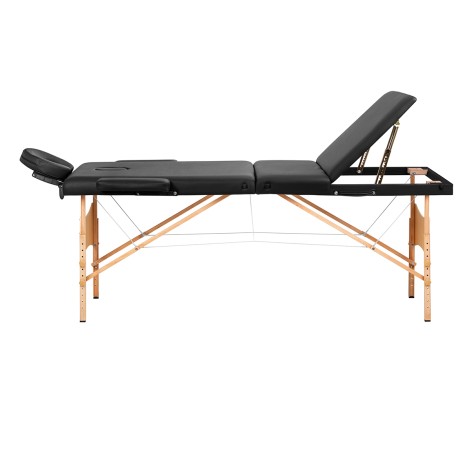 Tavolo da massaggio pieghevole BALANCE in legno 3 segmenti 190x70 nero — vista laterale