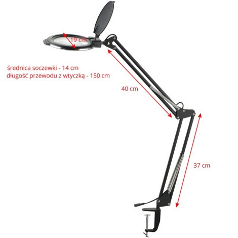 Lampada LED con lente di ingrandimento Moonlight 8013/6 bianca da tavolo — vista laterale