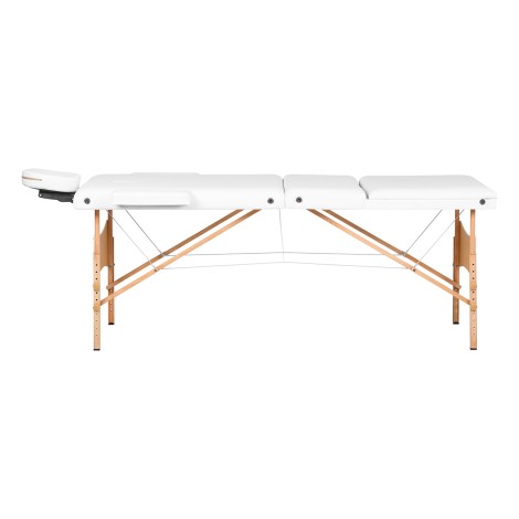 Tavolo da massaggio pieghevole in legno BALANCE 3 segmenti 190x70 bianco — vista laterale