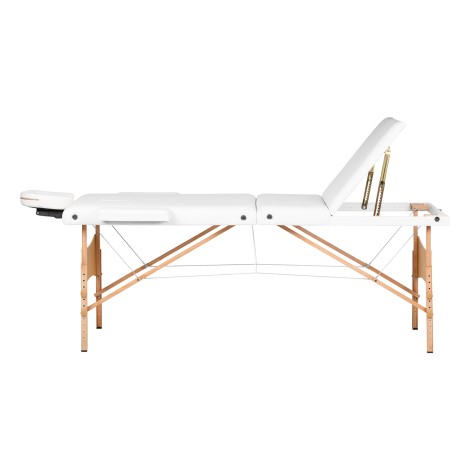 Tavolo da massaggio pieghevole in legno BALANCE 3 segmenti 190x70 bianco — vista laterale