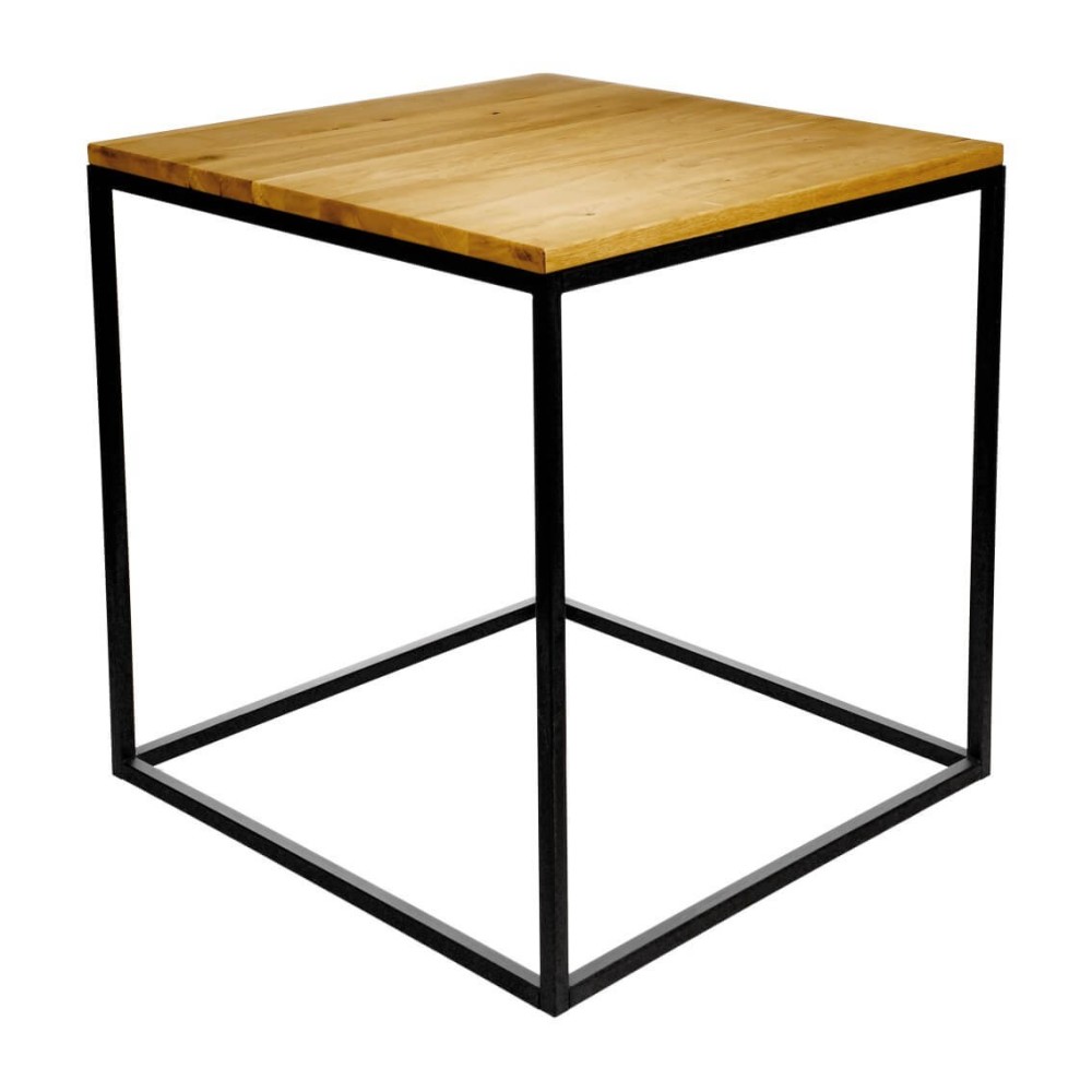 SIMPLE- 16M Kávézó asztal 55x55 cm fém fekete tölgy