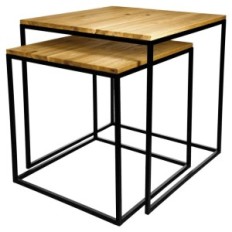 Vienkāršs-16m + l kafijas galdiņš 2in1 metāla melns ozols komplekts