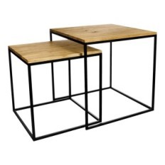 Paprasta-16m + l kavos staliukas 2in1 metalo juoda ąžuolo rinkinys